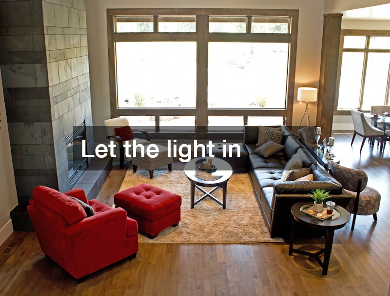 living room with large windows